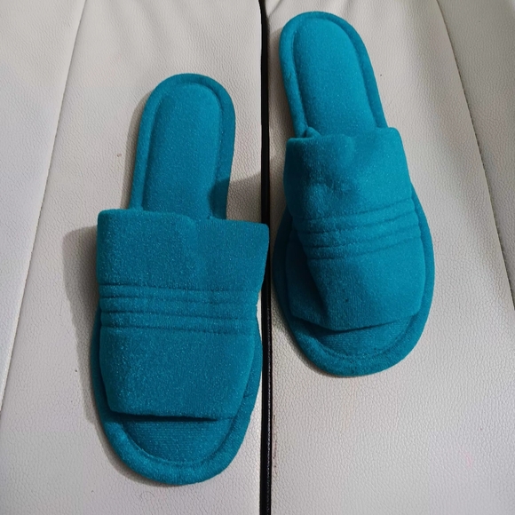 60s Vintage Vanity Fair Satin Slippers Blue Teal NWOT - Picture 4 of 6